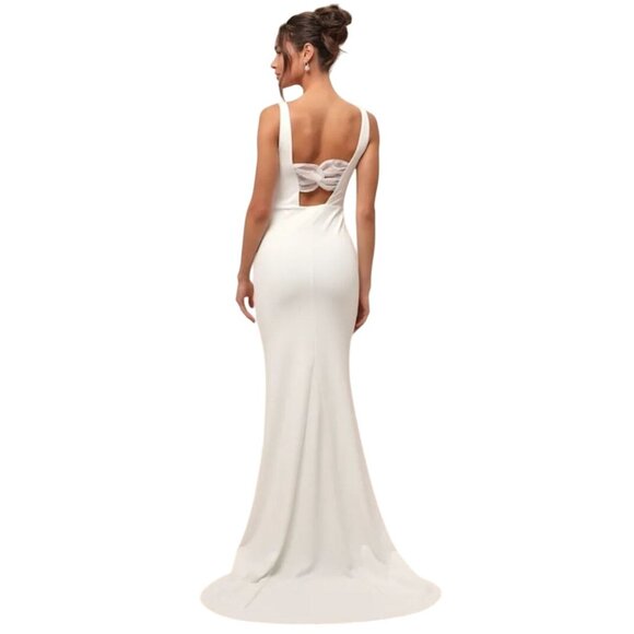 NEW Lulus‎ Regal Classic White Sleeveless Twist-Back Maxi Dress, M, Wedding Gown - Picture 3 of 15